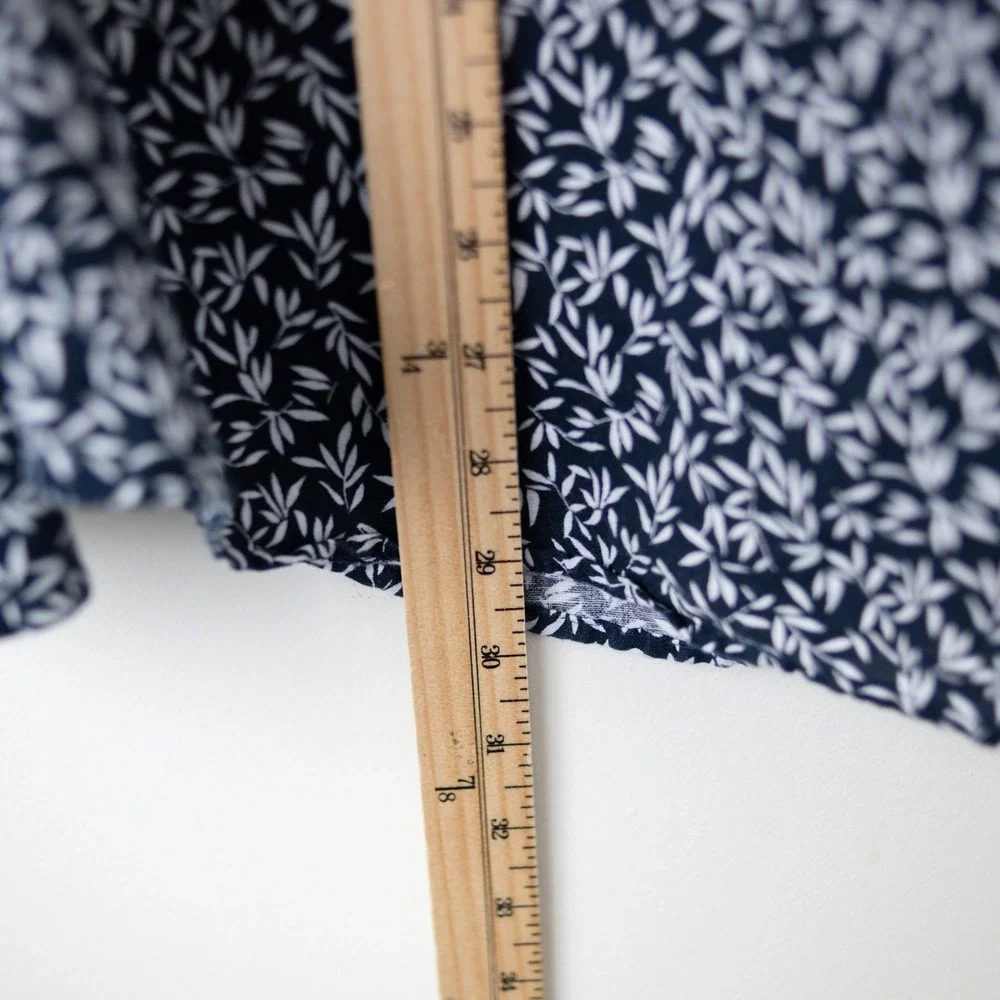 Banana Republic Linen Cotton Shirt Mens Large Blue Slim Fit Leaf Print Button Up